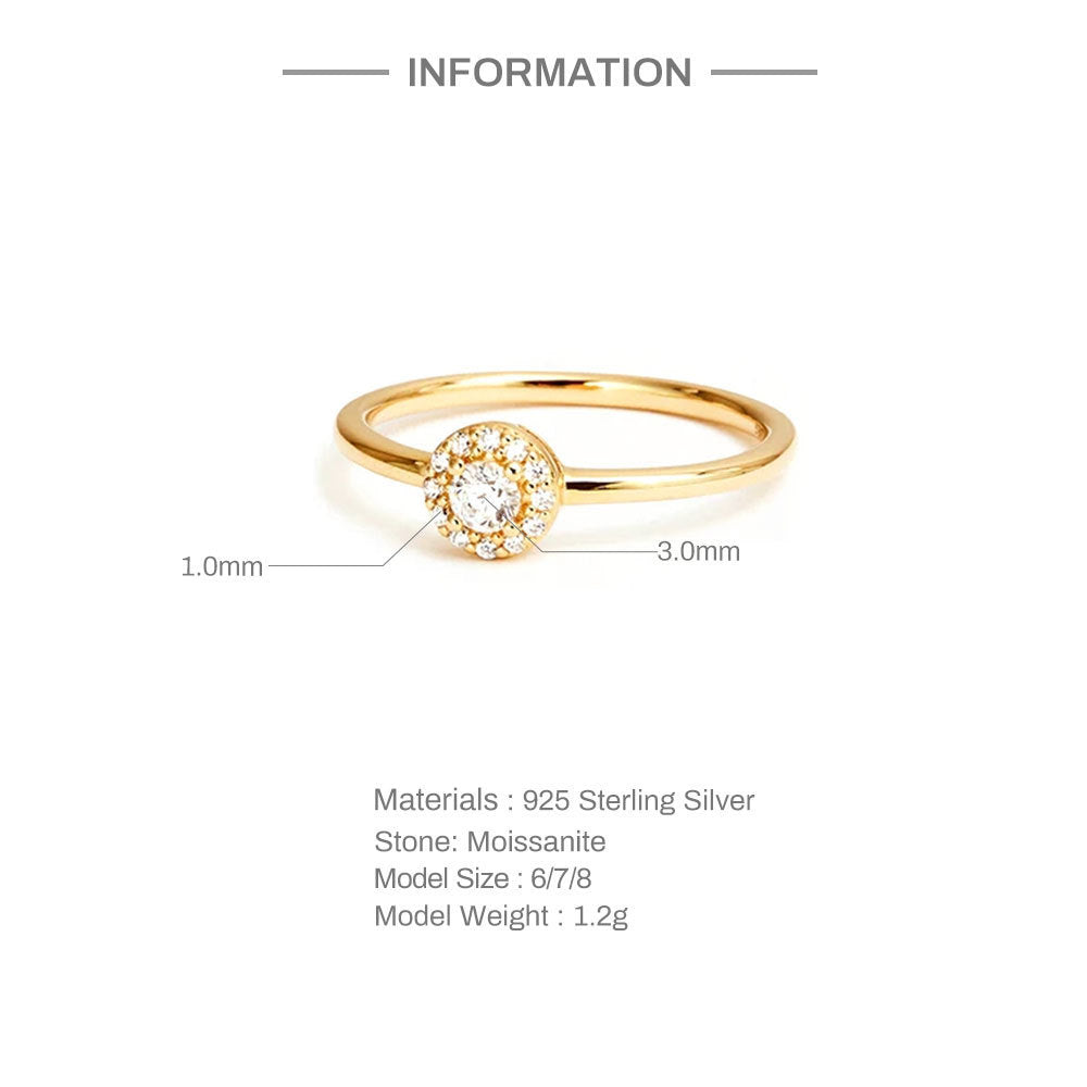 Wind Rounded Corner Moissanite Ring 18K Gold